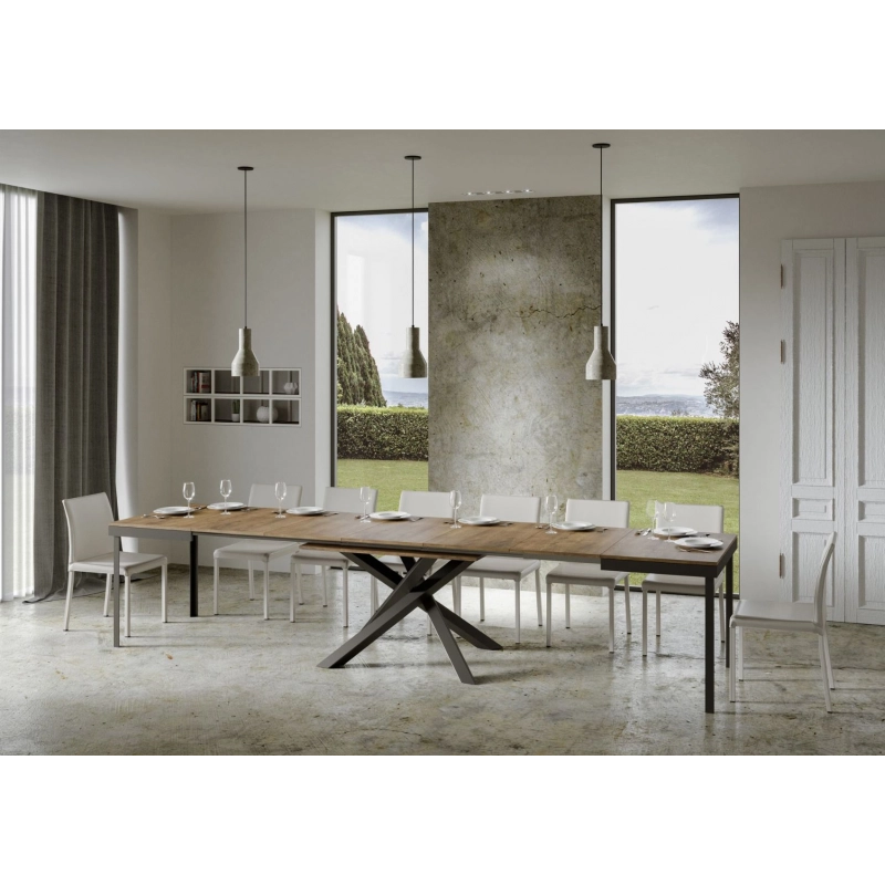 Tavolo allungabile 90x120/380 cm Volantis Evolution telaio Antracite - Noce