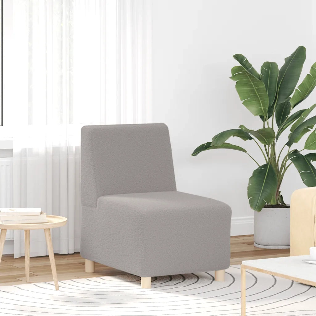 Divano componibile senza braccioli grigio chiaro 55 cm tessuto effetto lana riccio 4108503