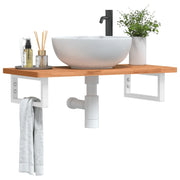 Ripiano a Parete per Lavabo in Acciaio e Massello di Faggio 3302364