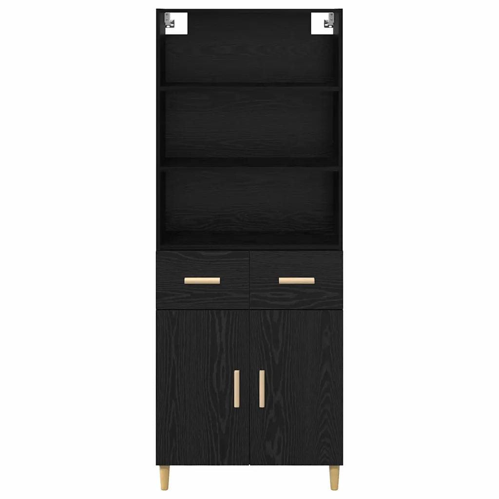 Credenza Rovere Nero 69,5 x 32,5 x 180 cm Legno multistrato