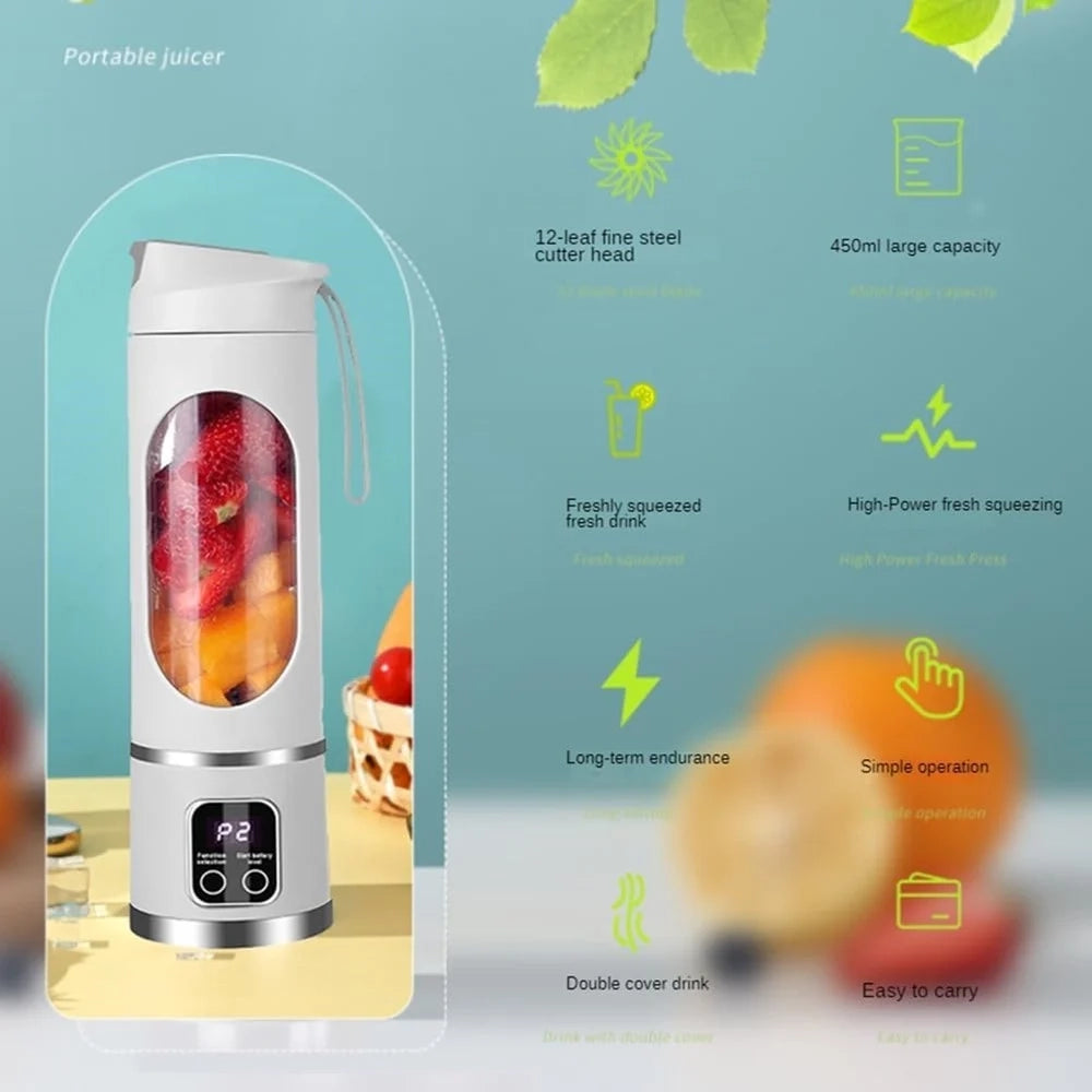 Trade Shop - Mini Frullatore Portatile Spremiagrumi Elettrico Frutta Mixer 450ml Ricaricabile Usb -