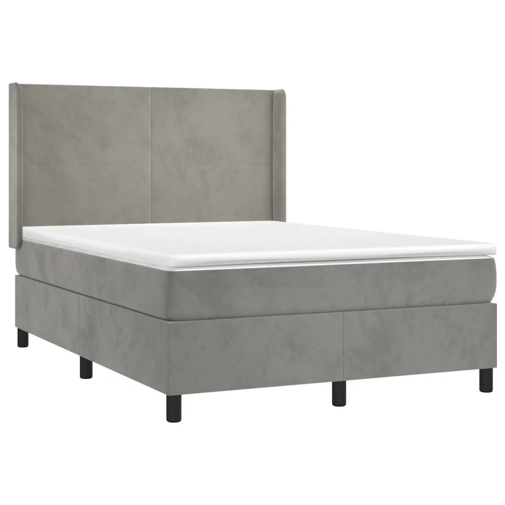 Giroletto a Molle con Materasso Grigio Chiaro 140x200cm Velluto 3132561