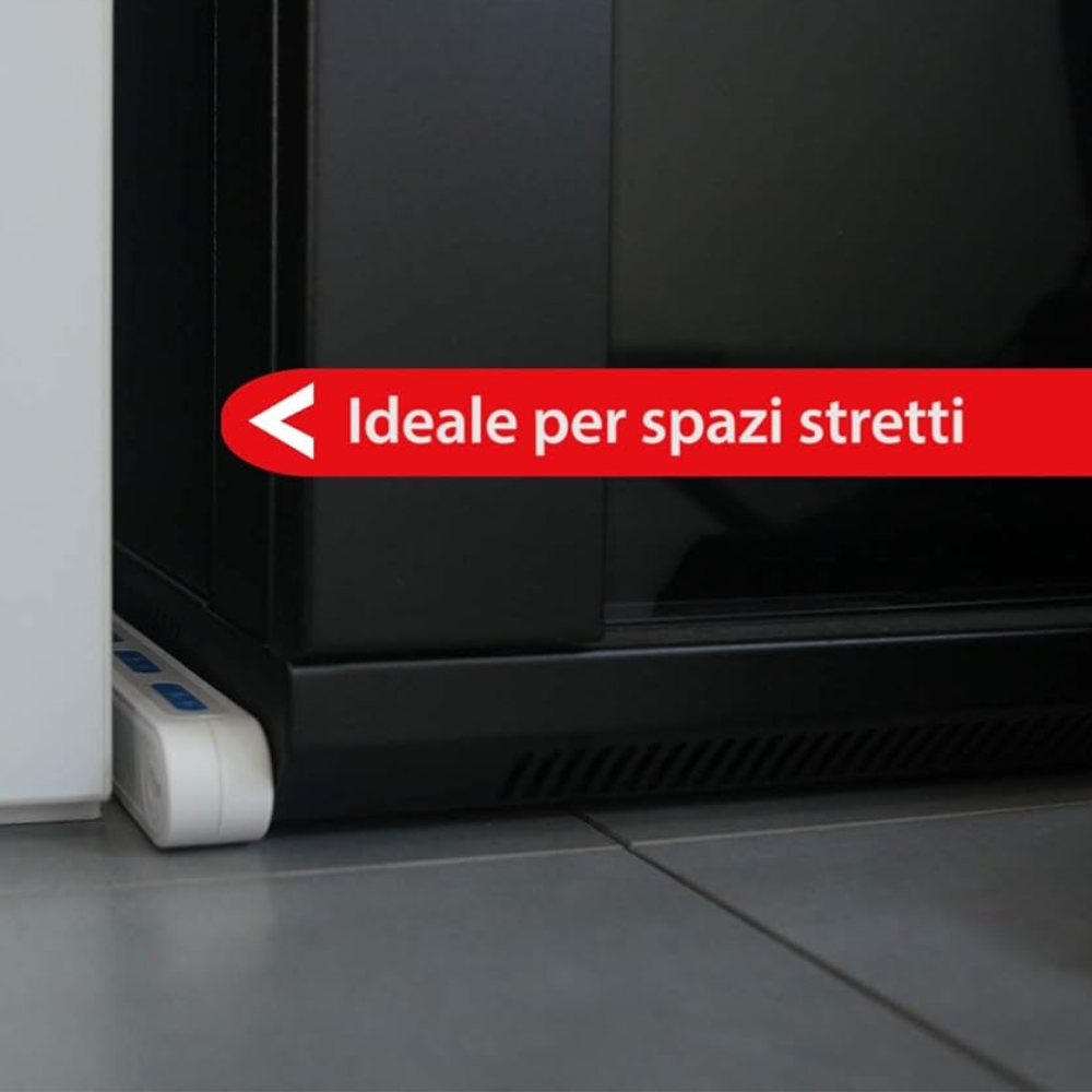 Multipresa slim ecova 30250 4 prese bipasso 10/16a cavo 1,5 mt e protezione