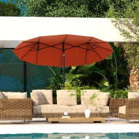Ombrellone da Giardino Doppio Inclinabile con Apertura a Manovella, 295x152x222cm, Rosso