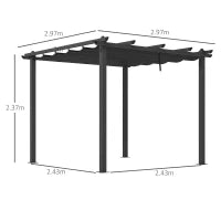 Pergola Gazebo 3x3 m con 8 Fori di Drenaggio, in Alluminio, Metallo e Poliestere, Grigio Scuro
