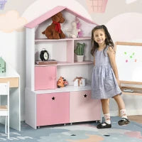 Libreria Scaffale Portagiochi Rosa per Cameretta Bimbi e Ragazzi con 2 Cassetti Estraibili, 80 x 34 x 130 cm