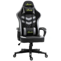 Fauteuil da ufficio gaming sedia gamer poggiatesta e supporto lombare altezza regolabile 61 x 70 x 129 cm nero e bianco
