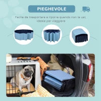 Piscina Vasca da Bagno Portatile Pieghevole per Cani Animali Domestici in PVC Azzurro Φ160 x 30cm