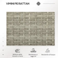 Divanetto per Esterni 2 Posti con Tavolino da Caffè, in Acciaio e Rattan PE, 137x59x82 cm, Grigio e Crema