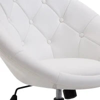 Sgabello da Lavoro, Sgabello Girevole, Sedia da Ufficio, Cromato, Regolabile in Altezza, PU e Acciaio, 56x71x78,5-90,5 cm, Bianco