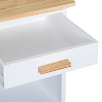 Mobiletto da Cucina con Ruote, Portabottiglie e Porta Bicchieri in Bambù, 76 x 40 x 88cm