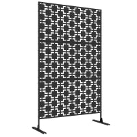 Pannello Decorativo per la Privacy, Paravento da Esterno a Motivo Geometrico Traforato in Metallo, 122 x 45 x 198 cm, Nero