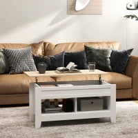 Tavolino con piano sollevabile e scomparto nascosto, 105 x 50 x 49-62,5 cm Bianco