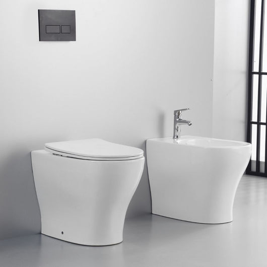 Coppia sanitari fun a pavimento vaso e bidet sedile frizionato