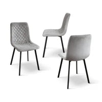 PAZZO DESIGN Sedia Arianna set da 4 sedie Grigio in velluto e gambe in metallo