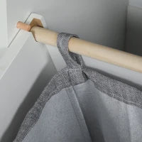 Mobiletto Bagno in Legno con Cesto Portabiancheria in Tessuto Ribaltabile e Cassetto, Bianco