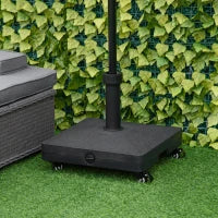 Base per Ombrellone con Ruote Riempibile fino a 20kg per Pali da Ø22-38mm, 45x45x39cm, Nero