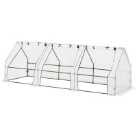Serra da Giardino a Tunnel in PE con Bordi Allungati e Porte a Cerniera, 270x90x90 cm, Bianco