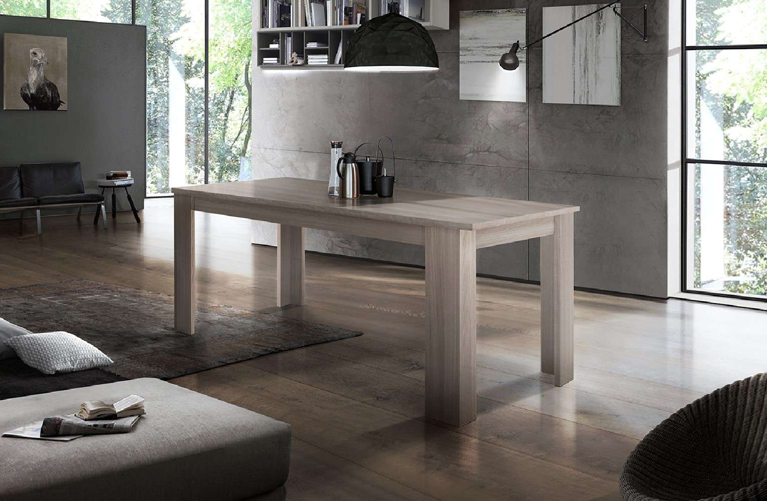 Tavolo allungabile legno di olmo 90x140-190cm per sala da pranzo Jesi Helmi