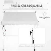 Tenda da Sole da Esterno 2x1.5m a Rullo con Manovella, Altezza e Angolazione Regolabile, Bianco