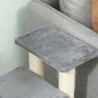 Scala per animali regolabile con 4 gradini in sisal, con gioco e tiragraffi 70 x 32 x 68 cm Grigio