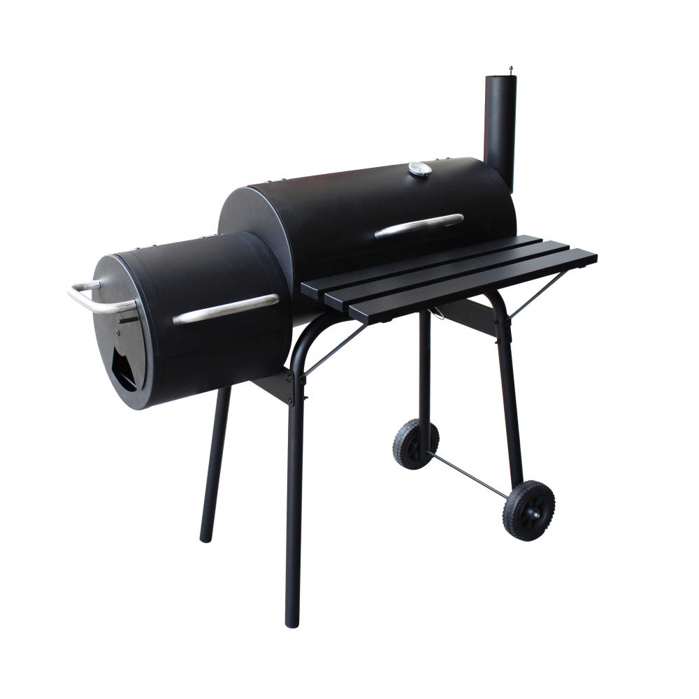 Barbecue A Carbonella Con Affumicatore Acciaio Verniciato Nero 110X64X113,5 H Cm