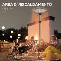 Fungo Riscaldante da Esterno con 3 Temperature e Altezza Regolabile in Acciaio e Alluminio, Argento