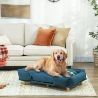 Divano Lettino per Cani Grandi fino 30 kg da Interno con Cuscino Rimovibile, 96x66x24 cm, Blu