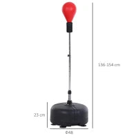 Punching Ball con Altezza Regolabile e Guanti Inclusi, Ф48x136-154cm, Rosso