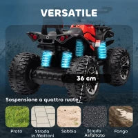 Quad per Bambini Elettrico 12V con Fari e Batteria Ricaricabile, Età 3-5 Anni, 100x65x73cm, Rosso