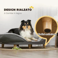 Cuccia Divano per Cani con Imbottitura, Lettino per Cani Taglia Grande e Media fino 25kg, 90x78x25cm, Grigio