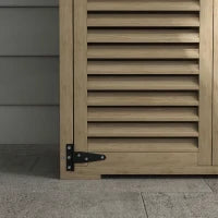 Armadio da Esterno Portaoggetti a 2 Ripiani con Picchetti, in Legno di Abete, 75x50x111/118 cm