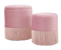 Puff Contenitore Lines Coppia Rosa Cm Ø 35X42-30X32