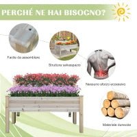 Fioriera da Esterno a 2 Livelli in Legno di Abete con Foro di Drenaggio, 115x114x76 cm