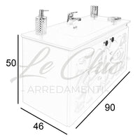 Mobile moderno sospeso Luxury verde smeraldo - 100 cm, Specchiera led sasso