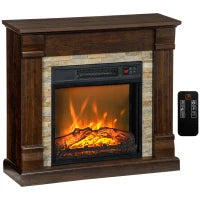 Camino Elettrico da Incasso a Terra con Timer, Fiamma e Temperatura Regolabile, 80x21.6x67.8 cm, Marrone