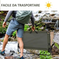 Sedia Campeggio Doppia a 2 Posti, Pieghevole con Maniglia e Braccioli, 141x67x80cm, Verde