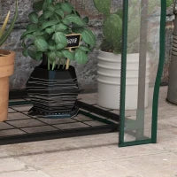 Serra da Giardino a 3 Ripiani, Struttura in Metallo Termolaccato, 59L x 39l x 127H cm, Verde e Trasparente