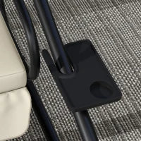 Dondolo Letto da Giardino con Tettuccio Regolabile e Vassoi, in Acciaio e Teslin, 200x120x164 cm, Crema