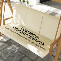 Dondolo da Giardino 3 Posti con Tettuccio Regolabile e Cuscini, 195x120x170 cm, Beige
