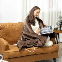 Coperta Elettrica 180x130 cm 10 Livelli di Temperatura Timer Lavabile in Lavatrice, Display LED Marrone