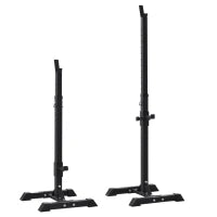Set di 2 Rack Supporto per Bilanciere in Acciaio, Altezza Regolabile su 12 Livelli, 50x49x124-154cm, Nero
