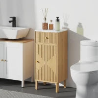 Mobiletto per bagno, con piano effetto marmo e cassetto 36 x 30 x 80 cm, Rovere