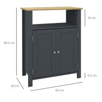 kleankin Mobiletto Bagno a 3 Ripiani in MDF e Truciolato con Ripiano Interno Regolabile, 60x30x80.5 cm