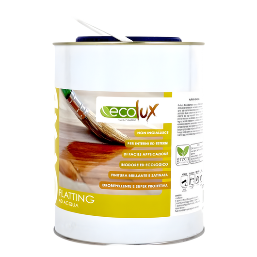 Ecolux flatting ad acqua vernice satinata per legno trasparente *** formato 2.5 lt, confezione 1
