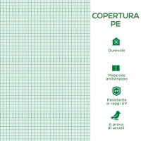 Telo per Serra in PE con 12 Finestre, Porta Avvolgibile e Bordi Interrati, 6x3x2 m, Verde