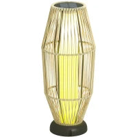 Lampada Solare da Giardino con Illuminazione LED, in PE, Rattan e Acciaio, Ø26x72 cm, Grigio