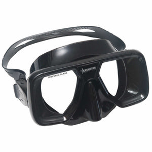 Maschera apnea bioculare abysstar sea in gomma nera tpa vetro temperato