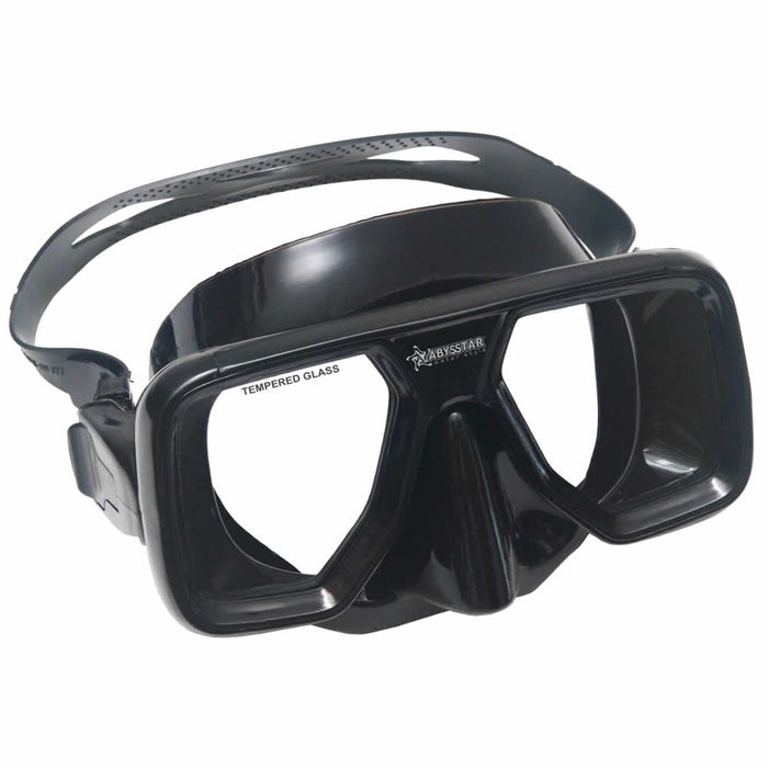 Maschera apnea bioculare abysstar sea in gomma nera tpa vetro temperato