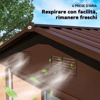 Casetta da Giardino in Acciaio Effetto Legno e Doppie Porte Scorrevoli, 278x195x215 cm, Marrone